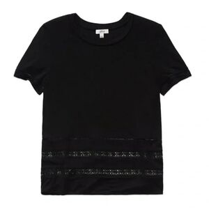 Aritzia Wilfred Size XS reve t shirt Black Top with Lace Detail